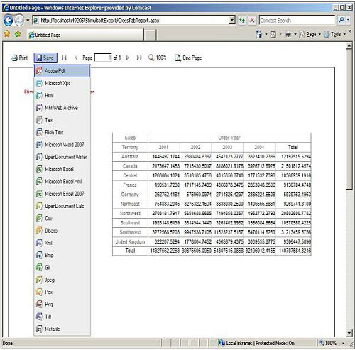 Stimulsoft reporting，商业智能报表，交叉报表，PDF，Word，Excel格式